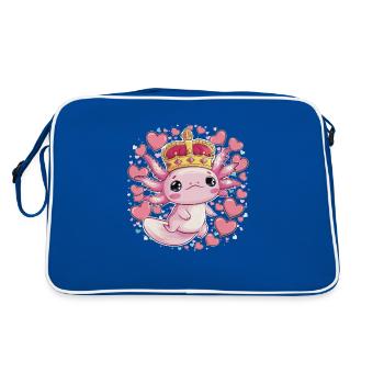 Axolotl Kawaii avec Couronne Royale. - Sac Retro - bleu/blanc - Dos