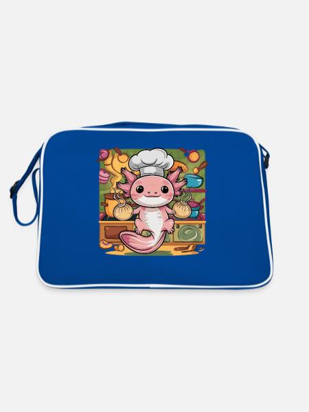 Axolotl with Japanese dumplings - Retro Bag - blue/white - Back