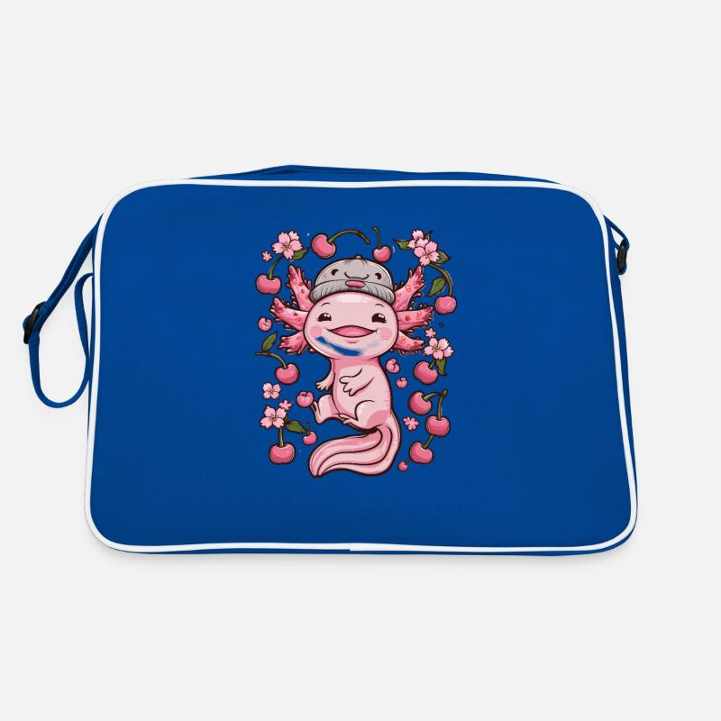 Axolotl with Cherries and Sakura Cherry Blossoms Retro Bag