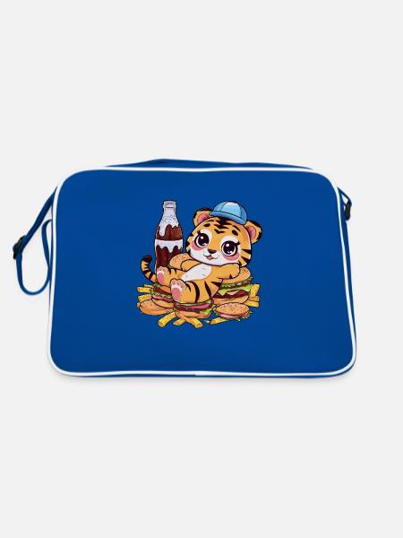 Tiger avec boisson gazeuse, frites et hamburgers - Sac Retro - bleu/blanc - Dos