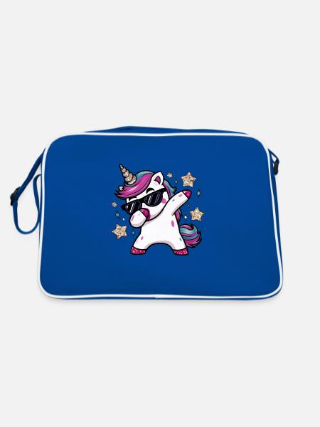 Kawaii Unicorn Dab avec lunettes de soleil - Sac Retro - bleu/blanc - Dos
