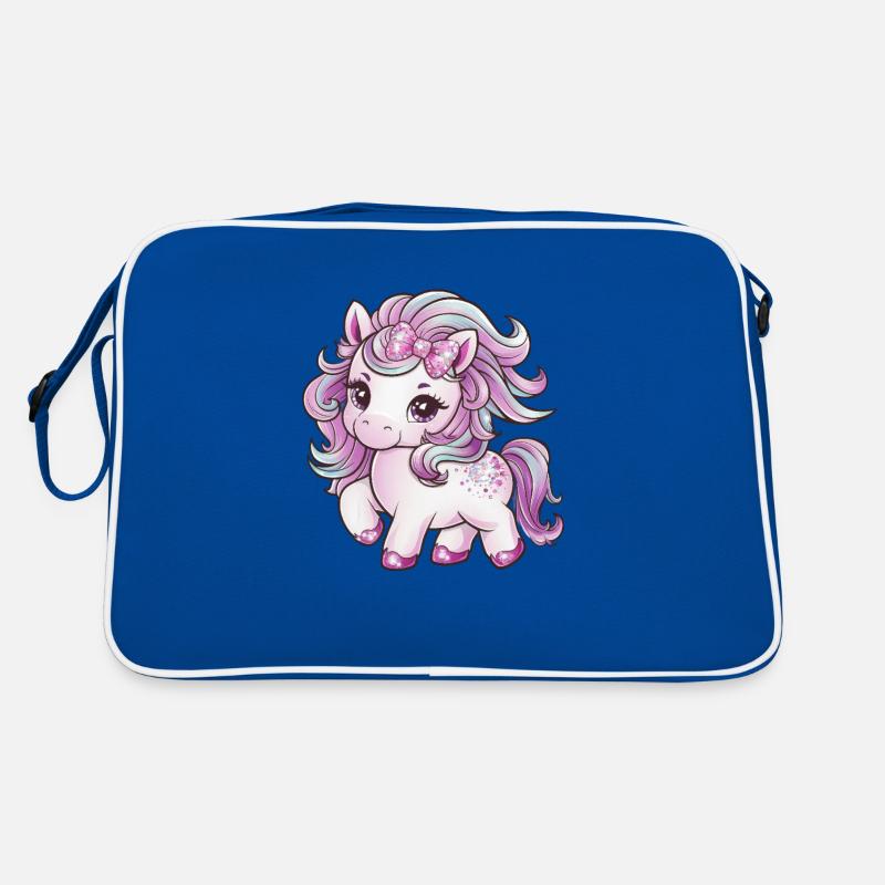 Kawaii Einhorn mit Schleife im Haar Retro Tasche