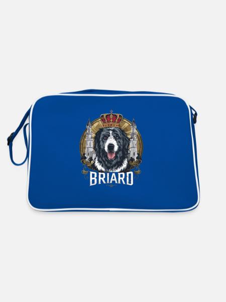 Royal Briard Dog with Crown and Lock - Retro Bag - blue/white - Back