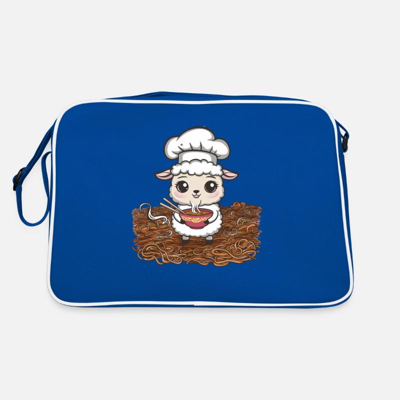 Kawaii Schaf mit japanischen Ramen Nudelsuppe Retro Tasche