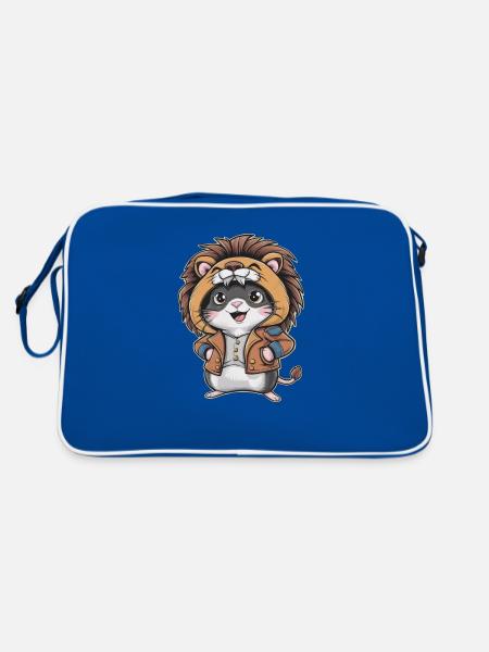 Kawaii Hamster in Lion Outfit - Retro Bag - blue/white - Back