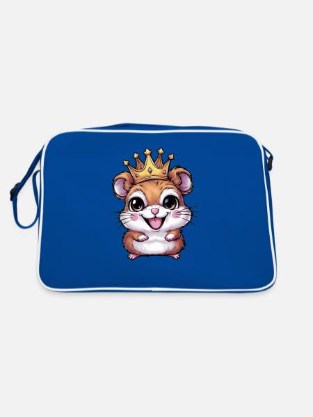 Le hamster comme roi avec une couronne - Sac Retro - bleu/blanc - Dos