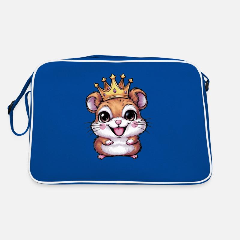 Hamster als König mit Krone Retro Tasche
