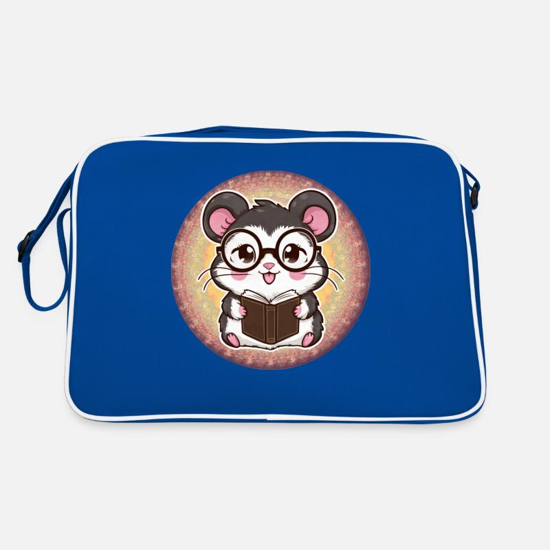 Schnuffiger Kawaii Hamster mit Buch & Lesebrille Retro Tasche