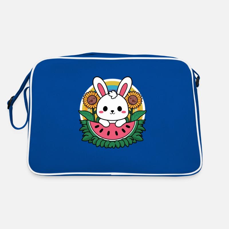 Lapin kawaii au tournesol et pastèque Sac Retro