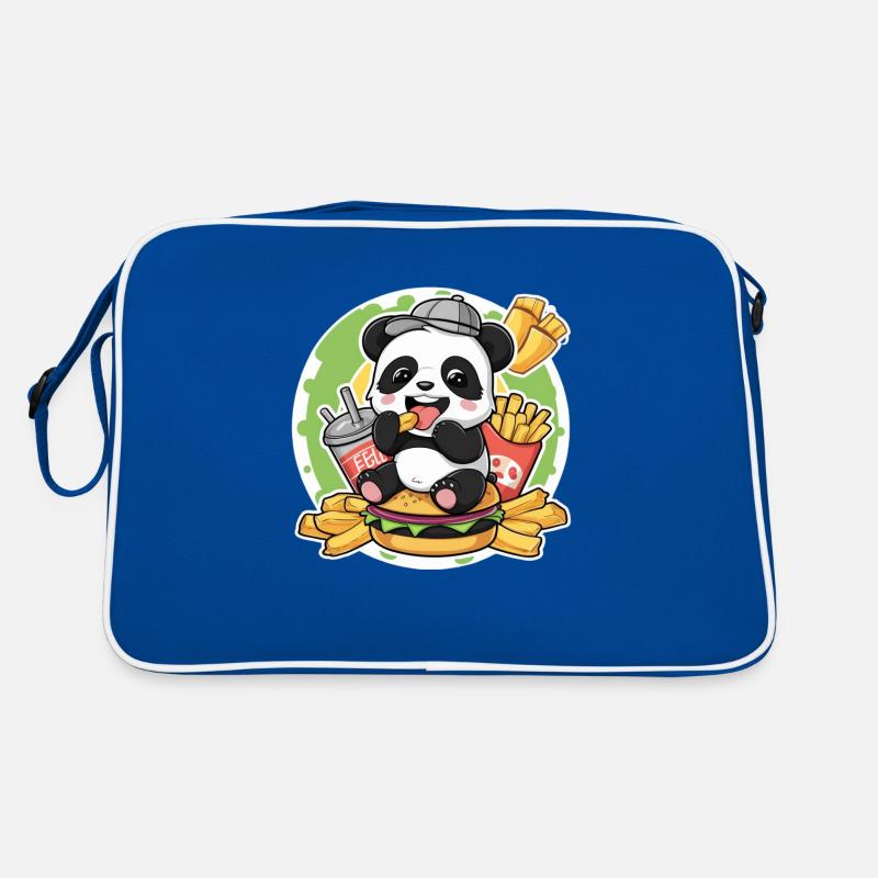 Kawaii Panda with Fast Food Retro Bag