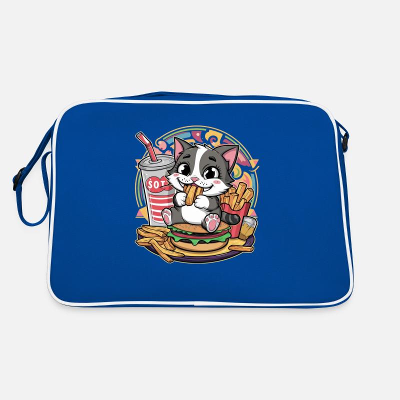 Kawaii cat loves fast food Retro Bag