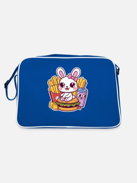 Lapin kawaii avec fast-food - Sac Retro - bleu/blanc - Dos