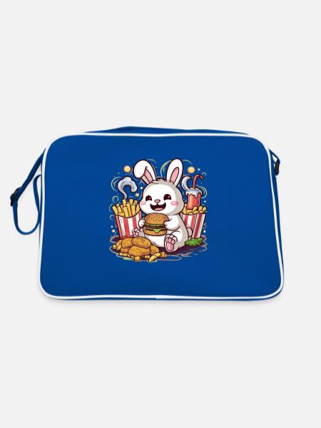 Lapin kawaii avec fast-food - Sac Retro - bleu/blanc - Dos