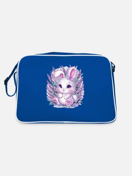 Lapin Kawaii à la Lavande - Sac Retro - bleu/blanc - Dos