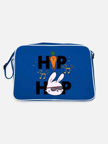 Hip Hop Funny Easter Rabbit Pun - Retro Bag - blue/white - Back