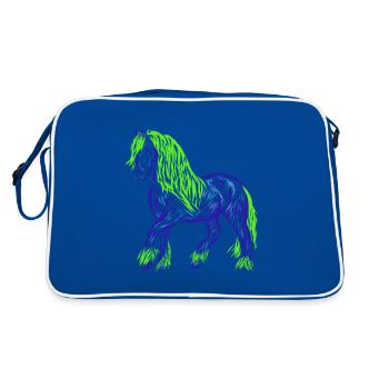 Pferd - Retro Tasche - Blau/Weiß - Hinten