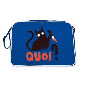What Killer Black Cat with Knife Cat Gift - Retro Bag - blue/white - Back
