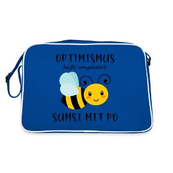 Biene Optimismus Sumsi mit Po - Retro Tasche - Blau/Weiß - Hinten