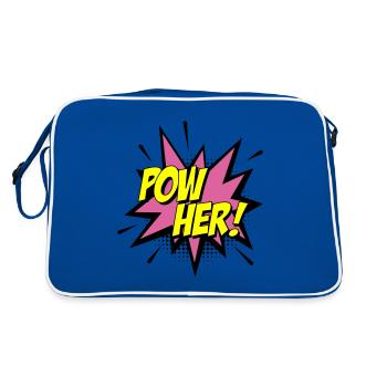 Farben änderbar | Pow her Frau Energie Power - Retro Tasche - Blau/Weiß - Hinten