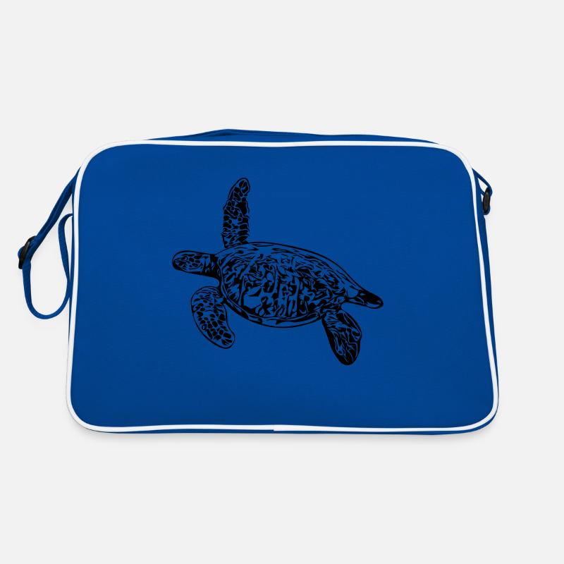 Tortue - dessin vectoriel - Sac Retro - bleu/blanc