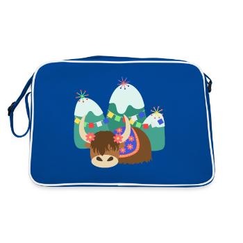 Sleeping Tibetan Yak - Retro Bag - blue/white - Back