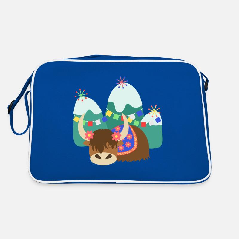 Sleeping Tibetan Yak - Retro Bag - blue/white