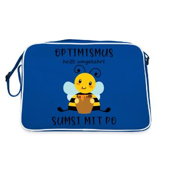 Biene Optimismus Sumsi mit Po - Retro Tasche - Blau/Weiß - Hinten