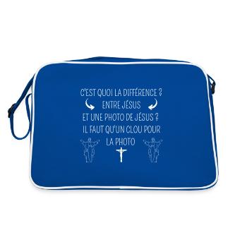 La différence entre Jésus et sa photo ? Humour - Sac Retro - bleu/blanc - Dos
