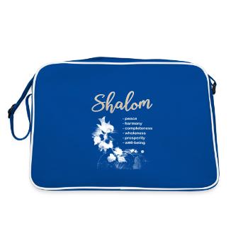 Conception chrétienne avec le mot hébreu 'Shalom' et - Sac Retro - bleu/blanc - Dos