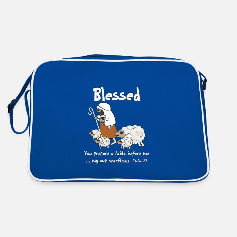 Christliches Design Gesegnete Schafe genießen Gottes Retro Tasche