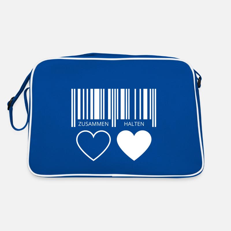 Zusammen halten Herzen Strichcode Barcode Paar C19 - Retro Tasche - Blau/Weiß