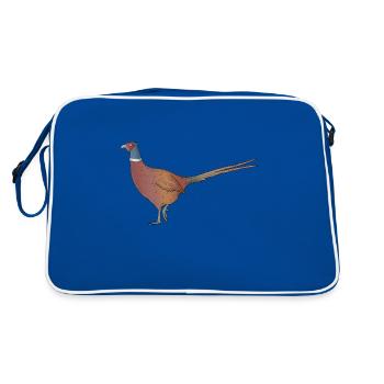 Fasan gezeichnet Tier - Retro Tasche - Blau/Weiß - Hinten