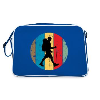 Wandern - Wanderer - Retro Tasche - Blau/Weiß - Hinten