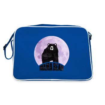 Mama Bear proud Mommy stolze Mutter - Retro Tasche - Blau/Weiß - Hinten