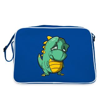 Sad dragon cries - farewell tears - Retro Bag - blue/white - Back
