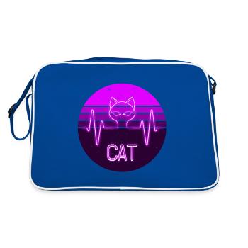 Purple neon cat - Retro Bag - blue/white - Back