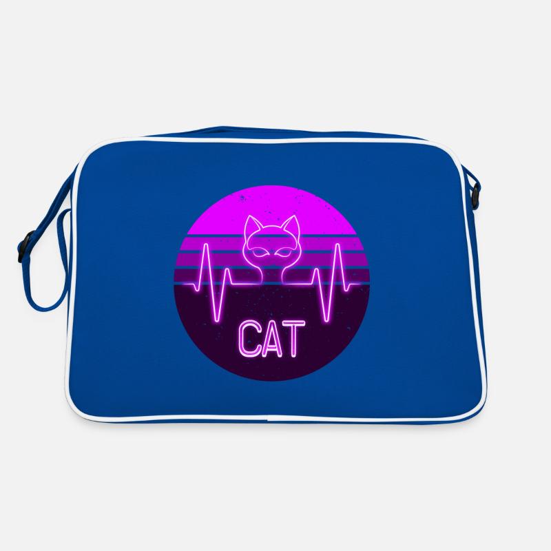 Purple neon cat Retro Bag