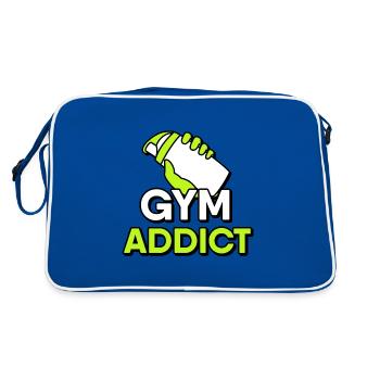Protein Shaker - Gym Addict: Tanken Sie Ihre Fitness - Retro Tasche - Blau/Weiß - Hinten