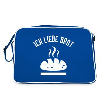 Ich Liebe Brot Bäcker Brotliebe Backen Hobbybäcker - Retro Tasche - Blau/Weiß - Hinten