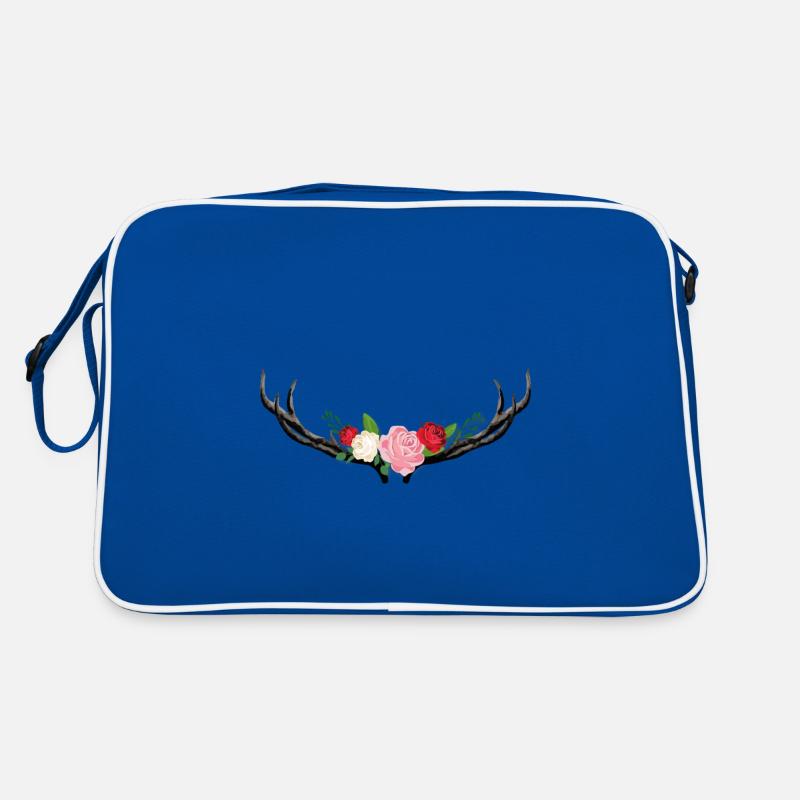 Hirschgeweih mit Blumen Retro Tasche
