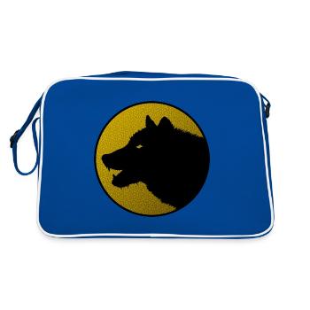 Logo du loup solitaire sur la couleur - Sac Retro - bleu/blanc - Dos