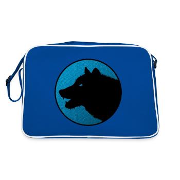 Logo du loup solitaire sur la couleur - Sac Retro - bleu/blanc - Dos