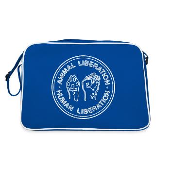 Animal Liberation Human Liberation - Retro Tasche - Blau/Weiß - Hinten