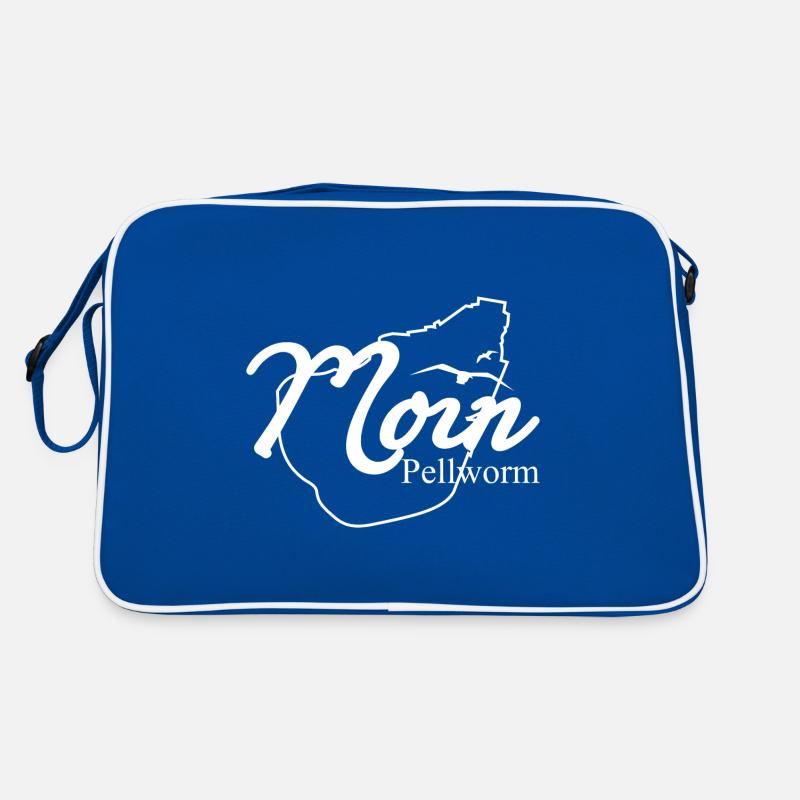 Moin Pellworm weiß - Retro Tasche - Blau/Weiß
