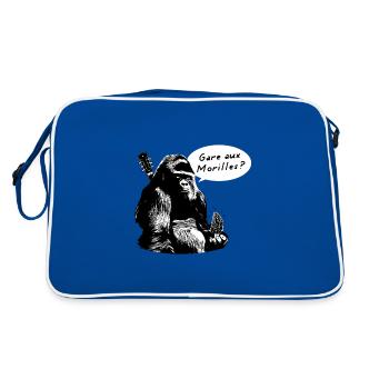 GARE AUX MORILLES ? (gorille, musique) - Sac Retro - bleu/blanc - Dos