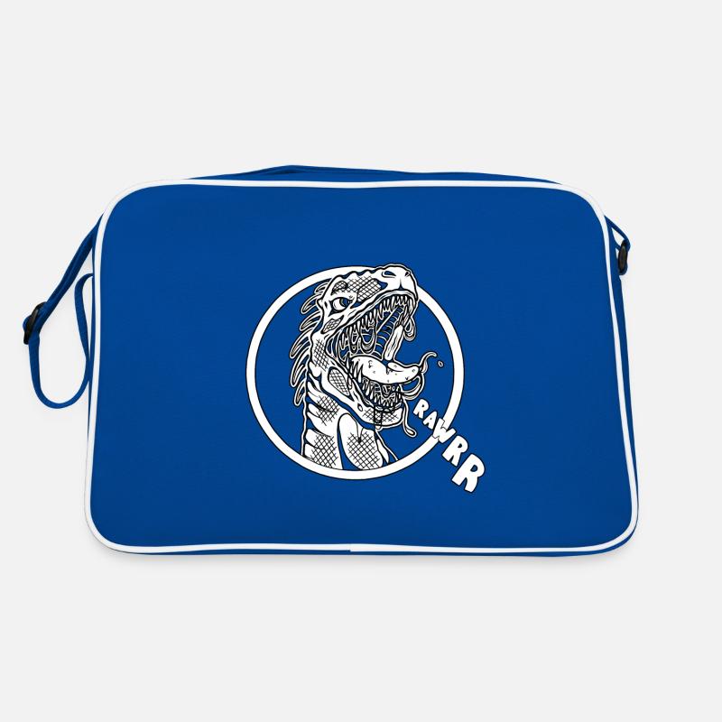 Dinosaurier T-Rex Rawr - Retro Tasche - Blau/Weiß