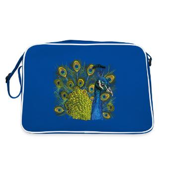 Pfau - Retro Tasche - Blau/Weiß - Hinten