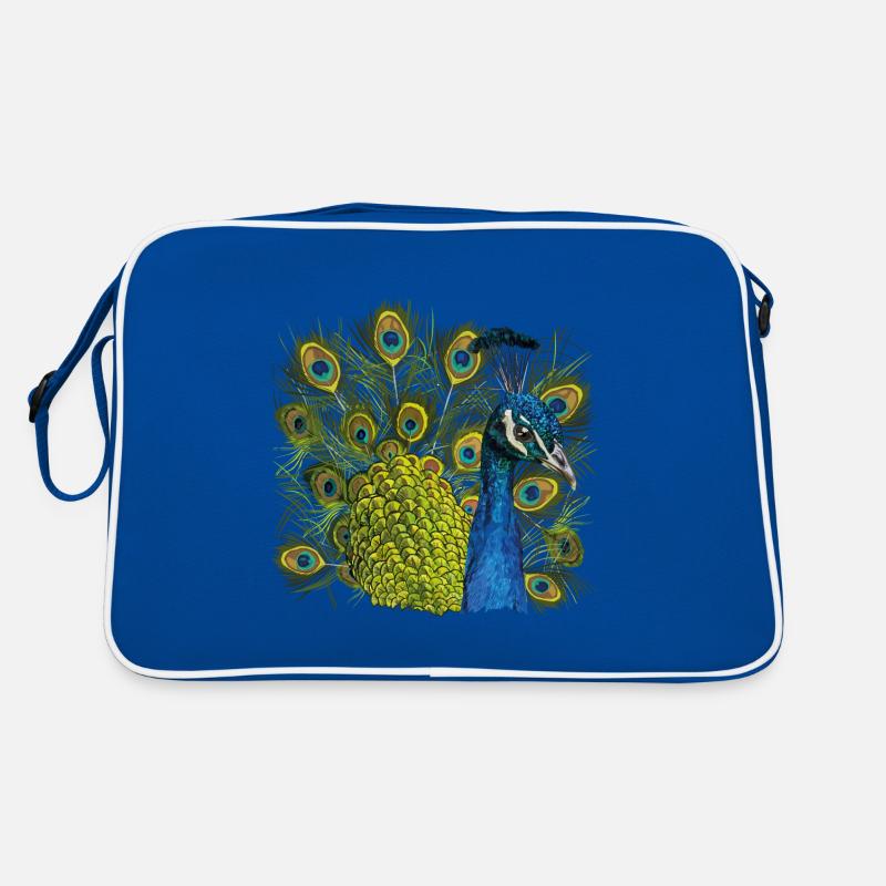 Pfau - Retro Tasche - Blau/Weiß