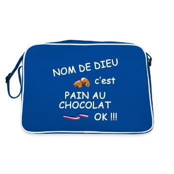 C'est pain au chocolat ok ?! - Sac Retro - bleu/blanc - Dos