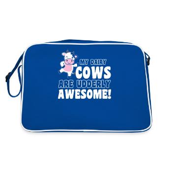 Dairy Cow Farmer My Dairy Cows are Udderly - Retro Bag - blue/white - Back